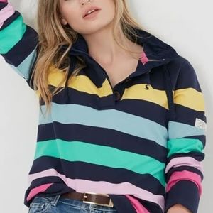 Joules Saunton Classic Funnel Neck Sweatshirt Navy Multi Stripe 295325